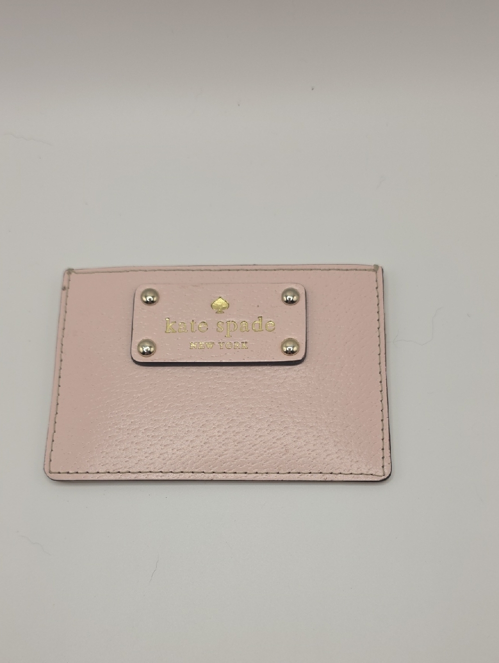 kate spade Pink Leather Card & Key Holder with Gold Logo Plate